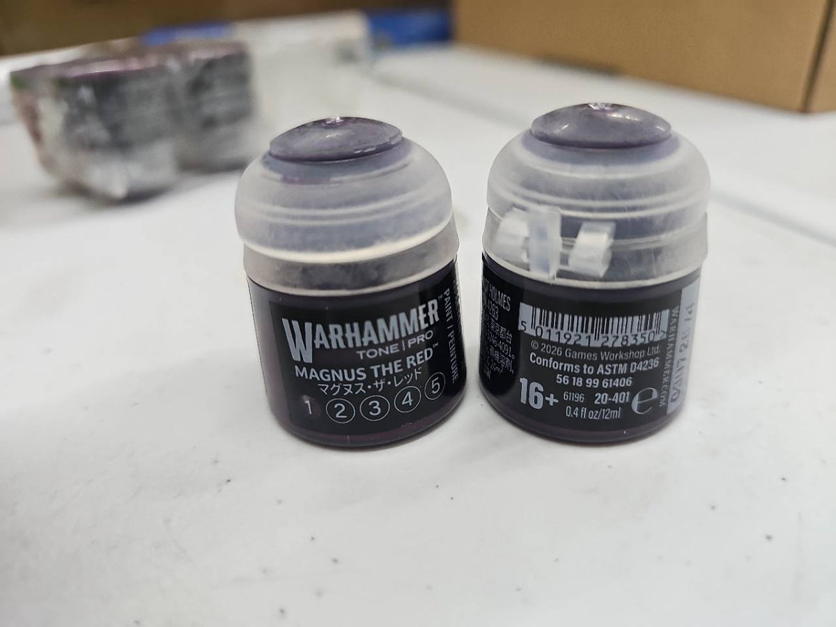 Warhammer Tone Pro Magnus the Red 1 12 mL, front and back label views; sold individually