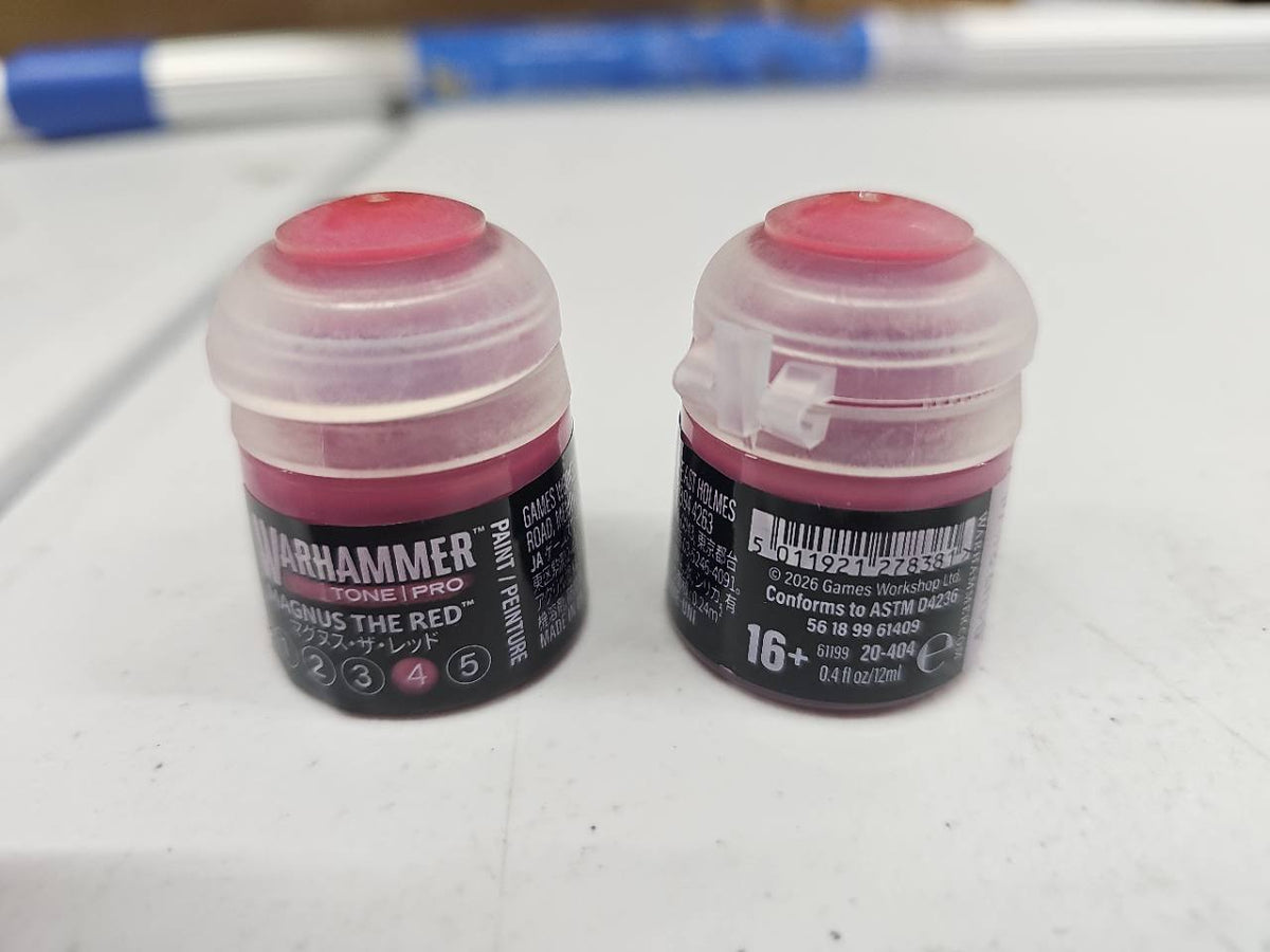 Warhammer Tone Pro Magnus the Red 4 12 mL, front and back label views; sold individually