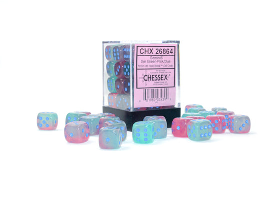 Chessex 26864 Gemini Gel Green-Pink / Blue