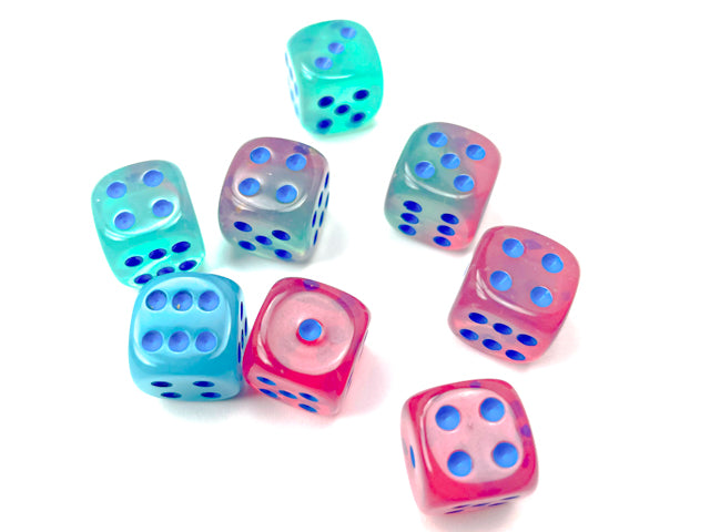 Chessex 26864 Gemini Gel Green-Pink / Blue