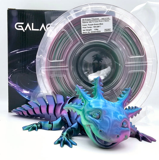 Galactic3D PLA - 1.75mm / 1 kg Silk Tri Colors (Purple + Green + Blue)