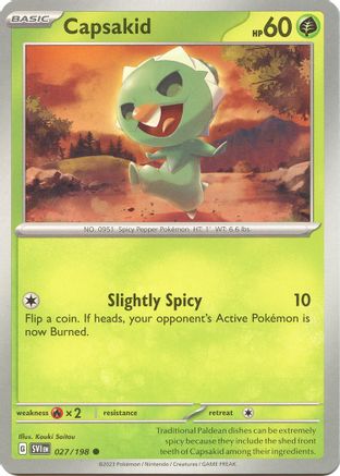 Capsakid 027/198  - Reverse Holofoil SV01 Scarlet & Violet Base Set - Common