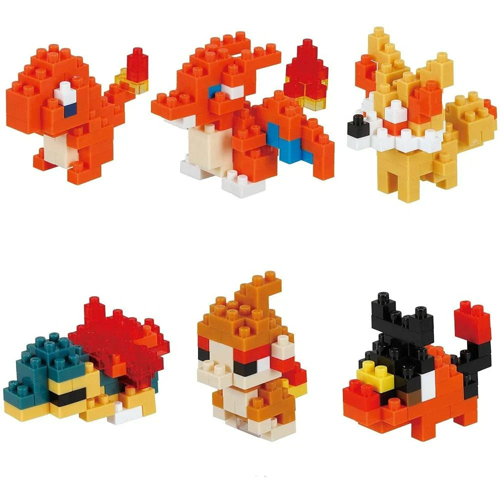 photo of 6 fire pokemon models - charmander, charizard, fennekin, cyndaquil, chimchar, tepig