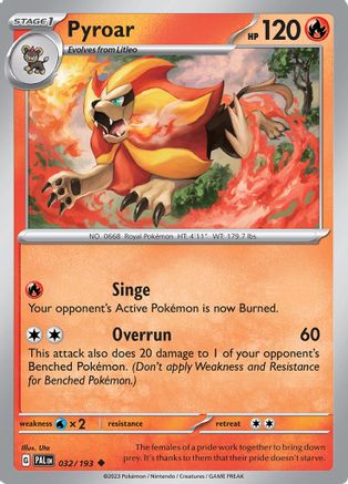 Pyroar 032/193  SV02 Paldea Evolved - Uncommon