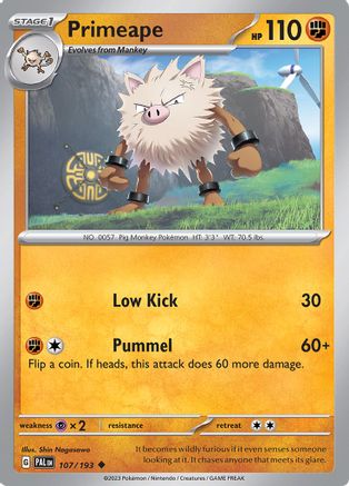 Primeape 107/193  - Reverse Holofoil SV02 Paldea Evolved - Uncommon