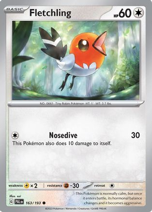 Fletchling 163/193  - Reverse Holofoil SV02 Paldea Evolved - Common