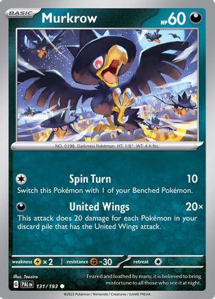 Murkrow 131/193  - Reverse Holofoil SV02 Paldea Evolved - Common