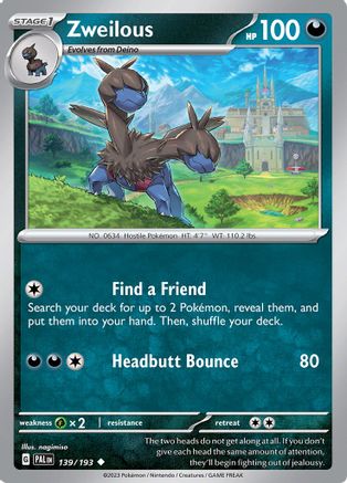 Zweilous 139/193  - Reverse Holofoil SV02 Paldea Evolved - Uncommon