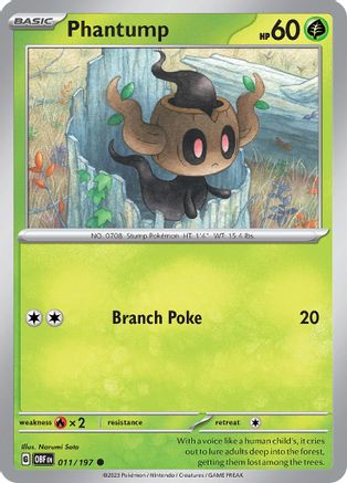 Phantump 011/197  - Reverse Holofoil SV03 Obsidian Flames - Common