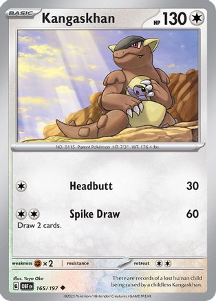 Kangaskhan 165/197  SV03 Obsidian Flames - Uncommon