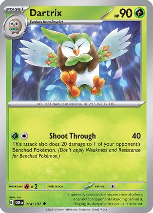 Dartrix 014/197  SV03 Obsidian Flames - Uncommon
