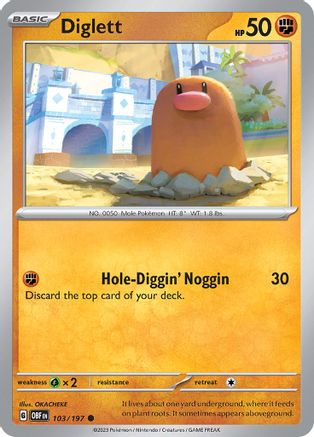 Diglett 103/197  - Reverse Holofoil SV03 Obsidian Flames - Common
