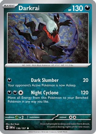 Darkrai 136/197  - Holofoil SV03 Obsidian Flames - Rare