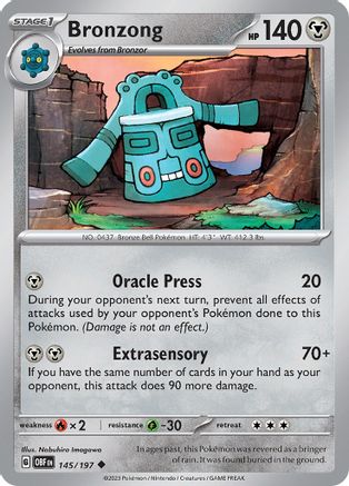 Bronzong 145/197  - Reverse Holofoil SV03 Obsidian Flames - Uncommon
