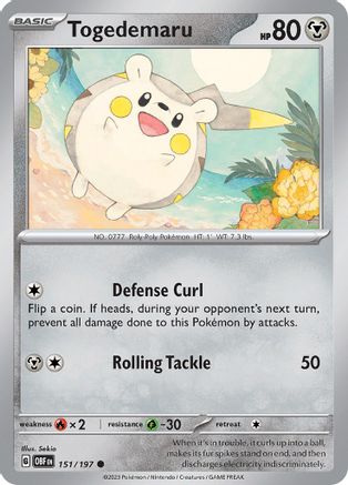 Togedemaru 151/197  - Reverse Holofoil SV03 Obsidian Flames - Common