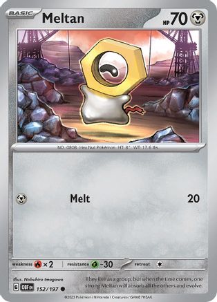 Meltan 152/197  - Reverse Holofoil SV03 Obsidian Flames - Common