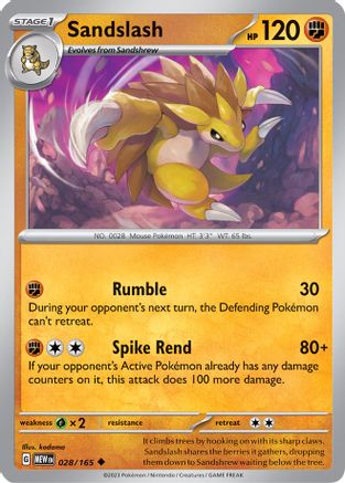 Sandslash 028/165  SV Scarlet & Violet 151 - Uncommon