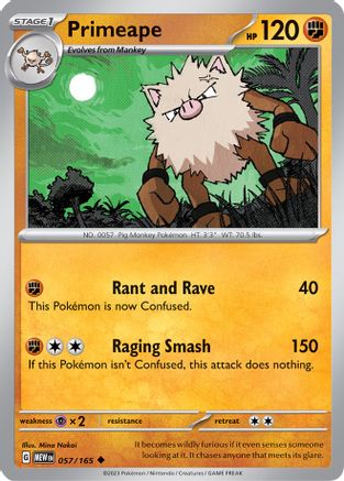 Primeape 057/165  - Reverse Holofoil SV Scarlet & Violet 151 - Uncommon