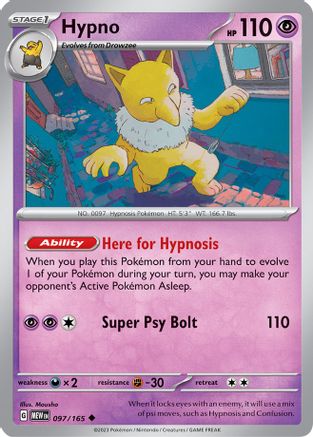 Hypno 097/165  - Reverse Holofoil SV Scarlet & Violet 151 - Uncommon