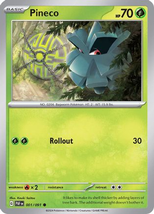 Pineco 001/091  - Reverse Holofoil SV Paldean Fates - Common