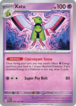 Xatu 026/091  - Holofoil SV Paldean Fates - Rare