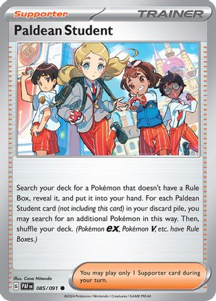 Paldean Student 085/091  - Reverse Holofoil SV Paldean Fates - Common