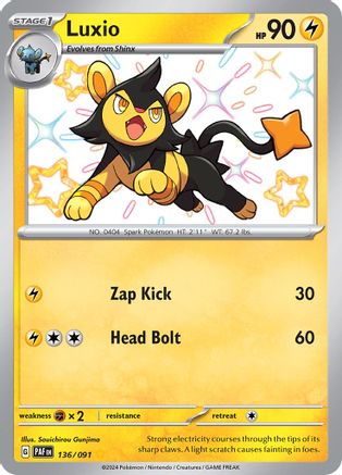 Luxio 136/091  - Holofoil SV Paldean Fates - Shiny Rare