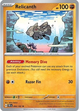 Relicanth 084/162  - Reverse Holofoil SV05 Temporal Forces - Rare