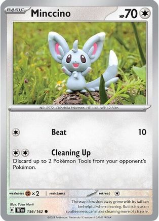 Minccino 136/162  - Reverse Holofoil SV05 Temporal Forces - Common
