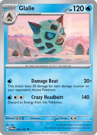 Glalie 052/167  - Reverse Holofoil SV06 Twilight Masquerade - Uncommon