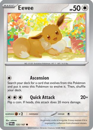 Eevee 135/167  - Reverse Holofoil SV06 Twilight Masquerade - Common