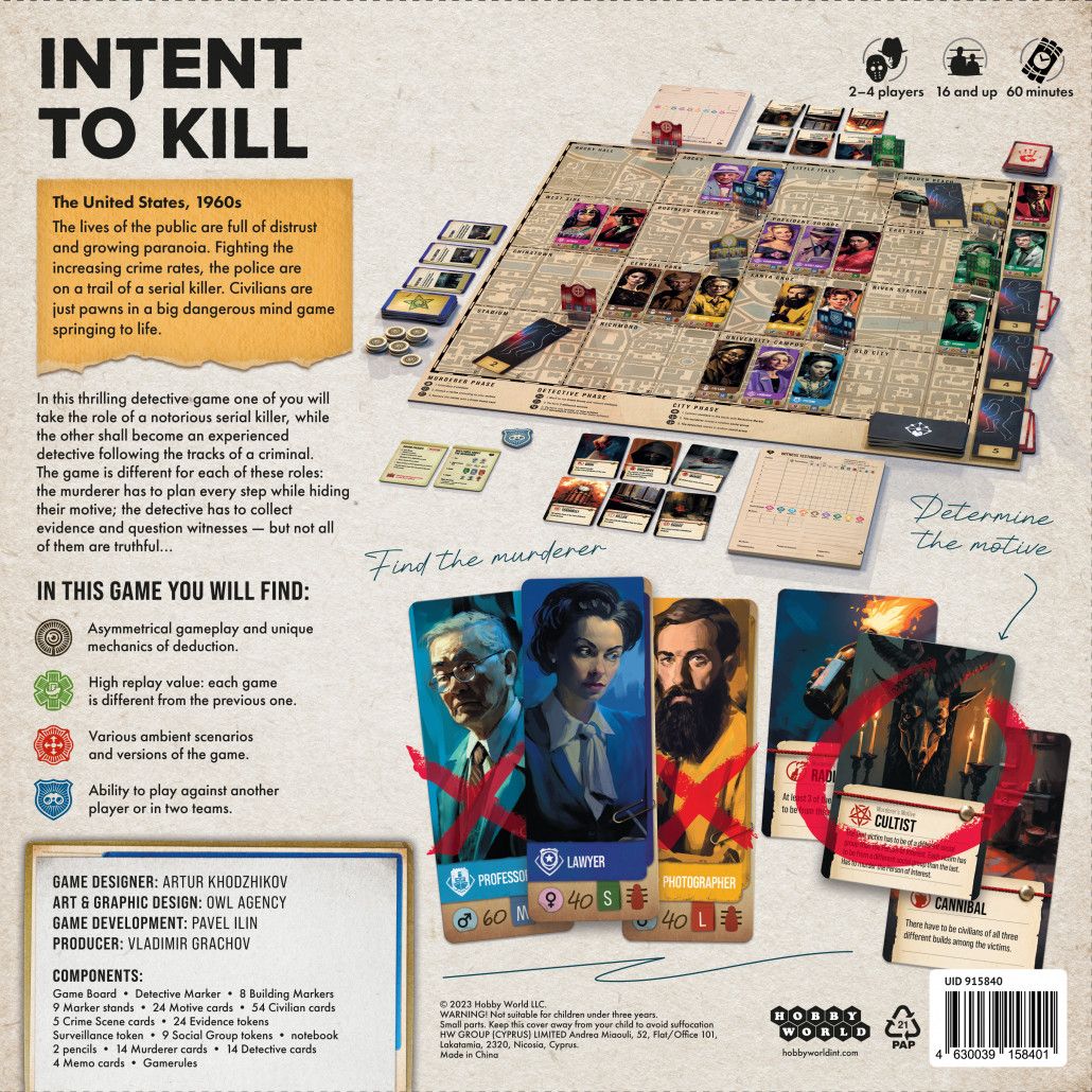 Intent to Kill Board Game