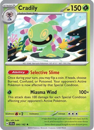 Cradily 006/142  - Reverse Holofoil SV07 Stellar Crown - Rare