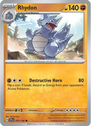 Rhydon 075/142  - Reverse Holofoil SV07 Stellar Crown - Common