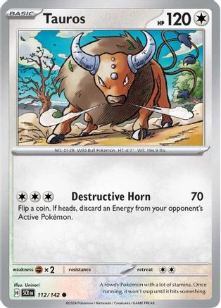 Tauros 112/142  - Reverse Holofoil SV07 Stellar Crown - Common