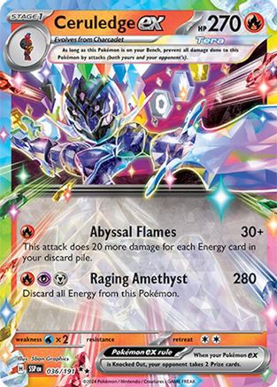 Ceruledge ex 036/191  - Holofoil SV08 Surging Sparks - Double Rare