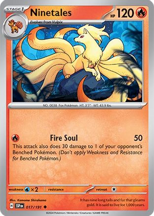Ninetales 017/191  - Reverse Holofoil SV08 Surging Sparks - Uncommon