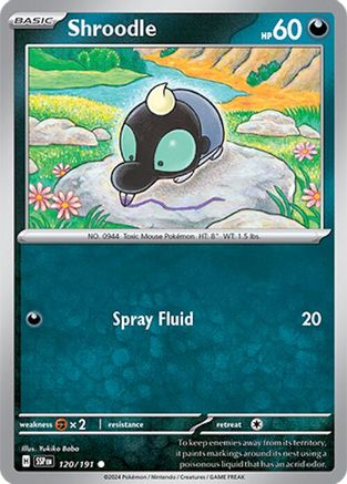 Shroodle 120/191  - Reverse Holofoil SV08 Surging Sparks - Common