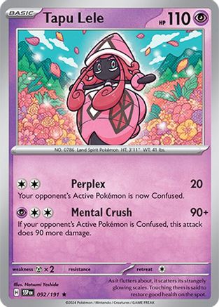 Tapu Lele 092/191  - Holofoil SV08 Surging Sparks - Rare