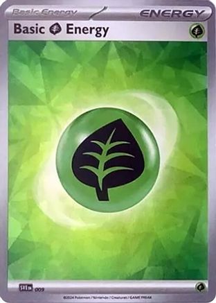 Basic Grass Energy (Cracked Ice Holo) 009  - Holofoil SV07 Stellar Crown - Common