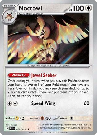 Noctowl 078/131  - Reverse Holofoil SV Prismatic Evolutions - Rare