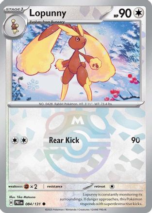 Lopunny (Master Ball Pattern) 084/131  - Holofoil SV Prismatic Evolutions - Common
