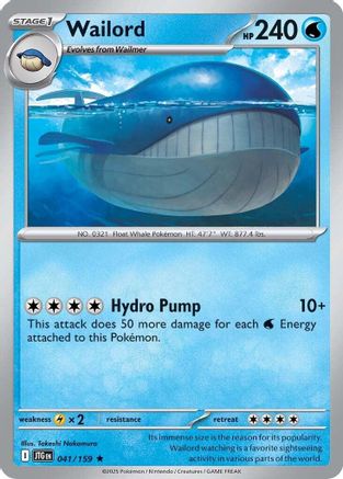 Wailord 041/159  - Holofoil SV09 Journey Together - Rare
