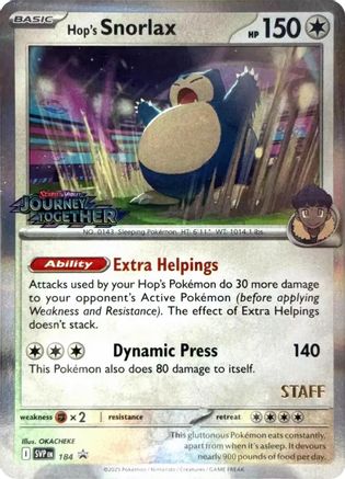 Hop's Snorlax 184  - Holofoil SV Scarlet & Violet Promo Cards - Promo