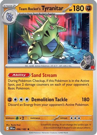 Team Rocket's Tyranitar 096  - Reverse Holofoil SV10 Destined Rivals - Rare