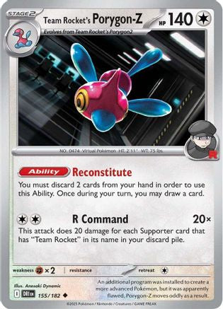 Team Rocket's Porygon-Z 155  - Reverse Holofoil SV10 Destined Rivals - Uncommon