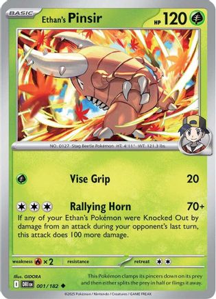 Ethan's Pinsir 001  - Reverse Holofoil SV10 Destined Rivals - Uncommon