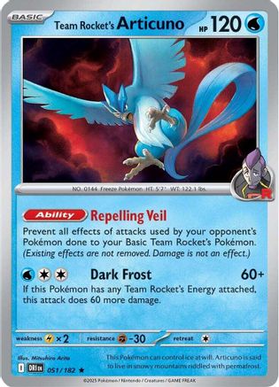 Team Rocket's Articuno 051  - Reverse Holofoil SV10 Destined Rivals - Rare