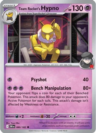 Team Rocket's Hypno 080  - Reverse Holofoil SV10 Destined Rivals - Uncommon