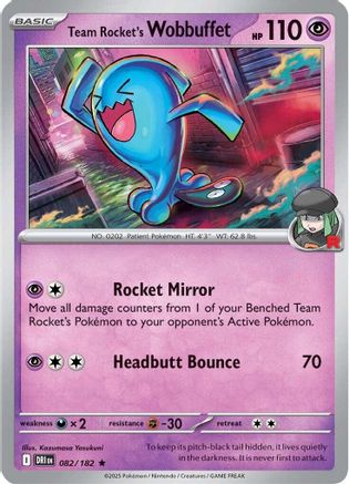 Team Rocket's Wobbuffet 082  - Reverse Holofoil SV10 Destined Rivals - Rare